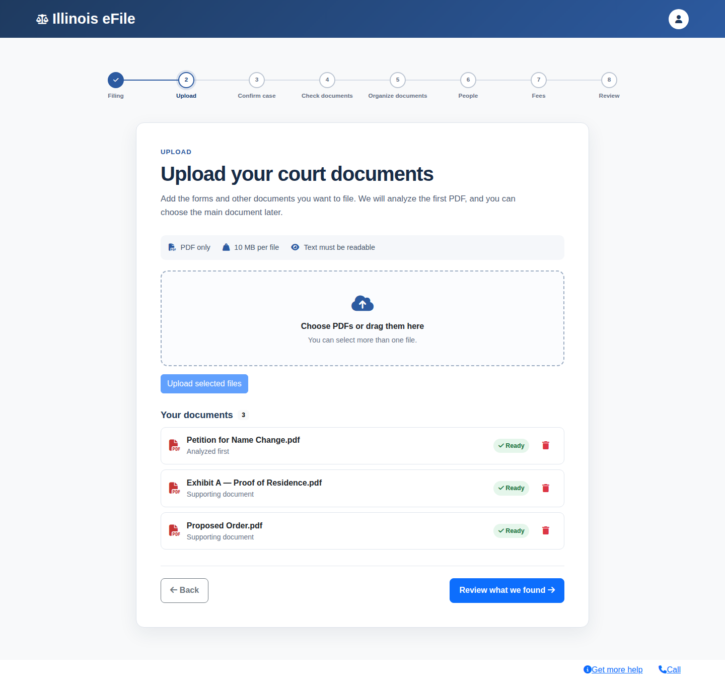 Step 2: Upload documents