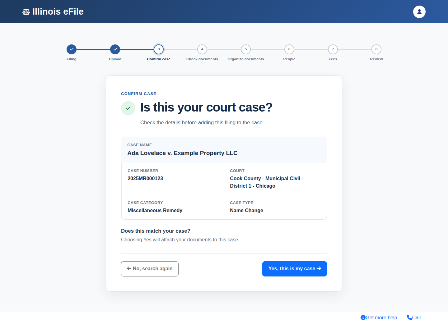 Step 5: Case confirmation