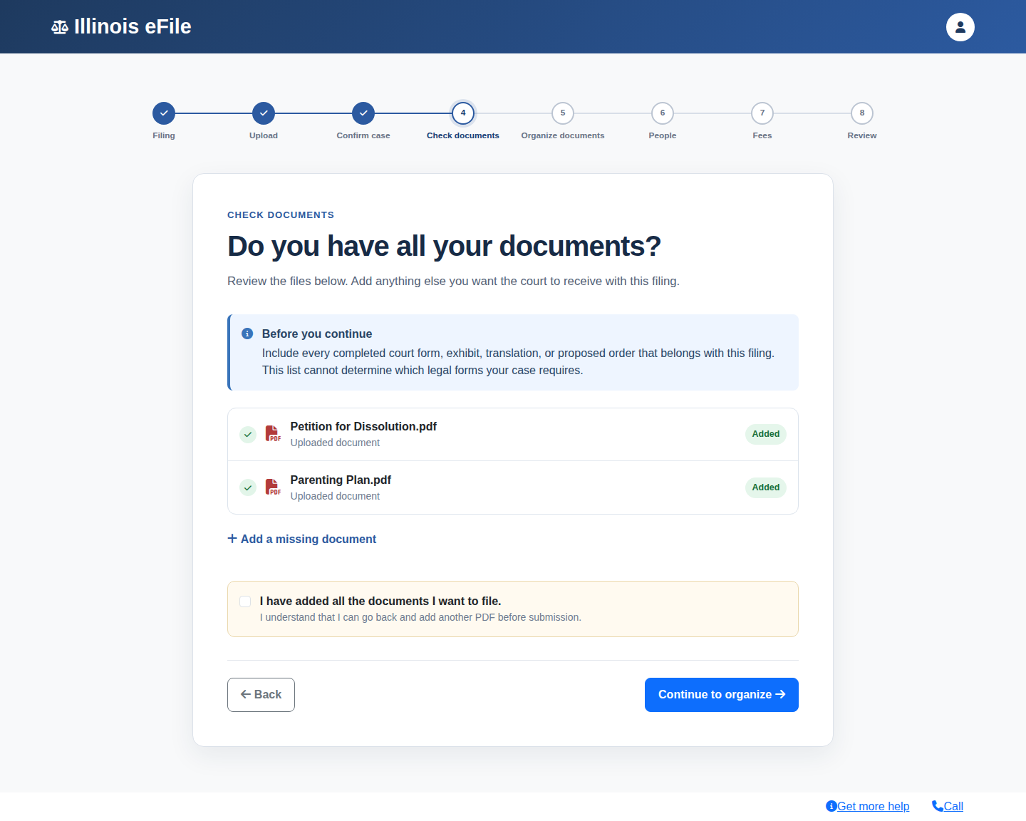 Step 6: Document checklist