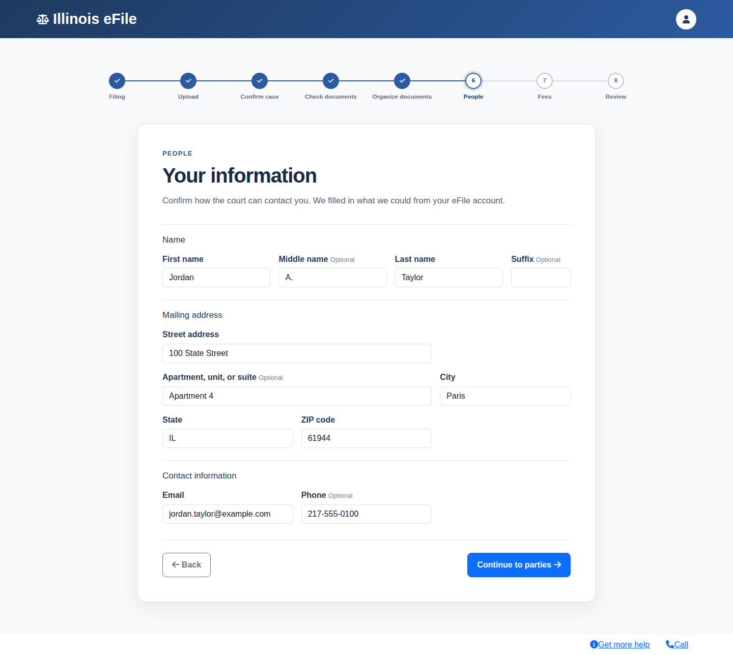 Step 8: Your information