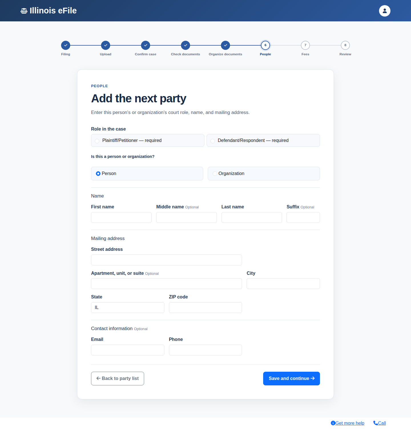 Step 10: Party details