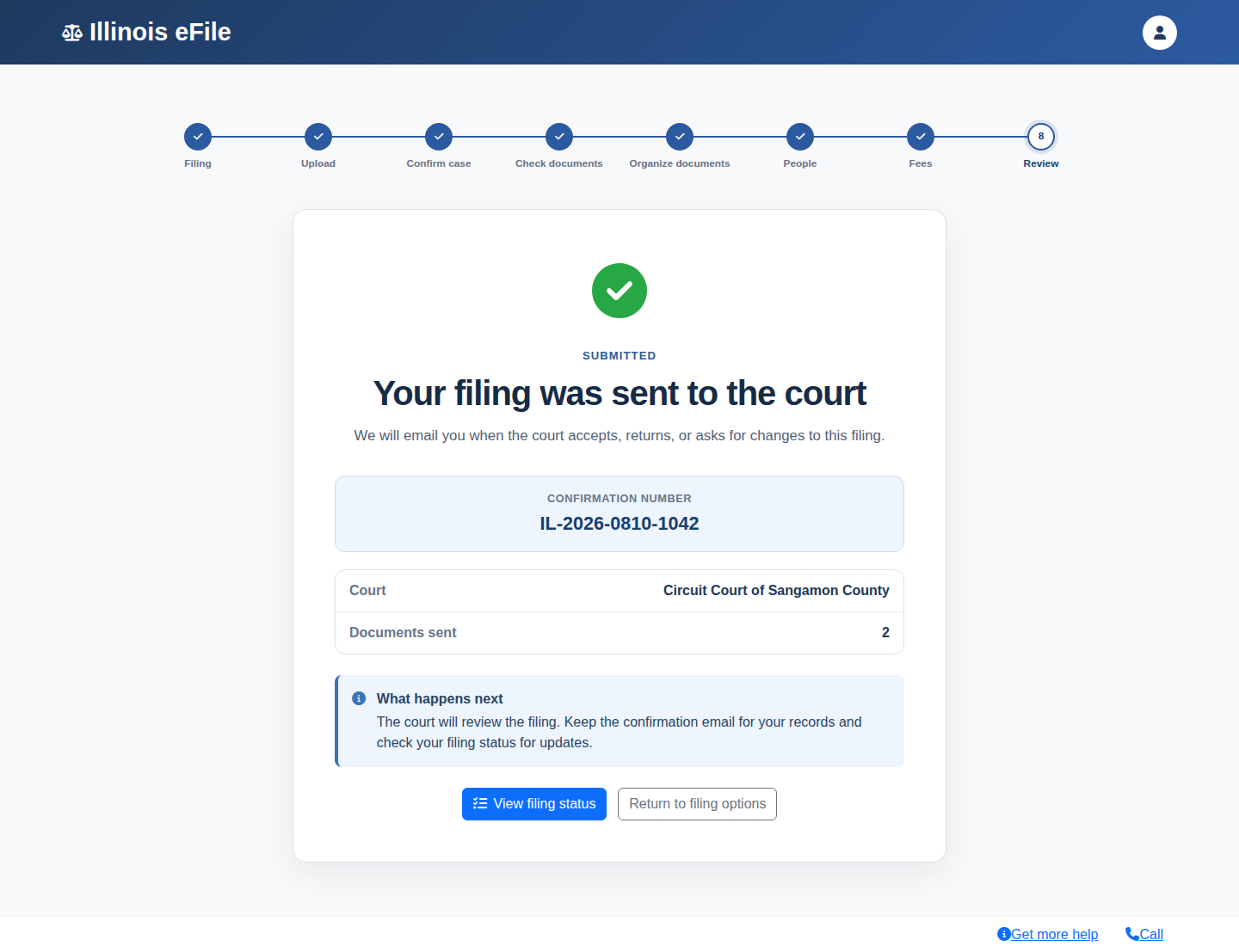 Step 14: Submission confirmation